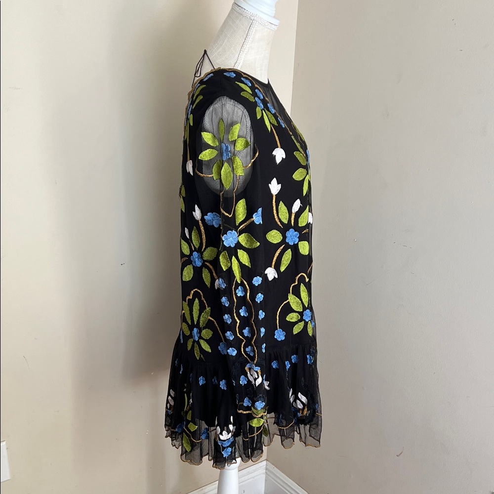 Free People Hearts are Wild Embroidered Floral Drop Waist Mini Dress Size: M - Picture 6 of 11
